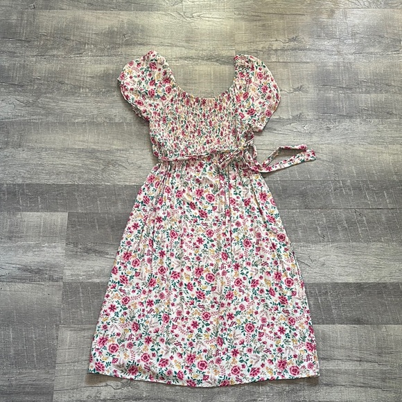 Indigo Rose Floral Cottagecore Midi Dress - Picture 1 of 8